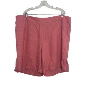 Isaac Mizrahi Bridgehampton Linen Blend Pull On Shorts 26WP Pink New WOT Pockets